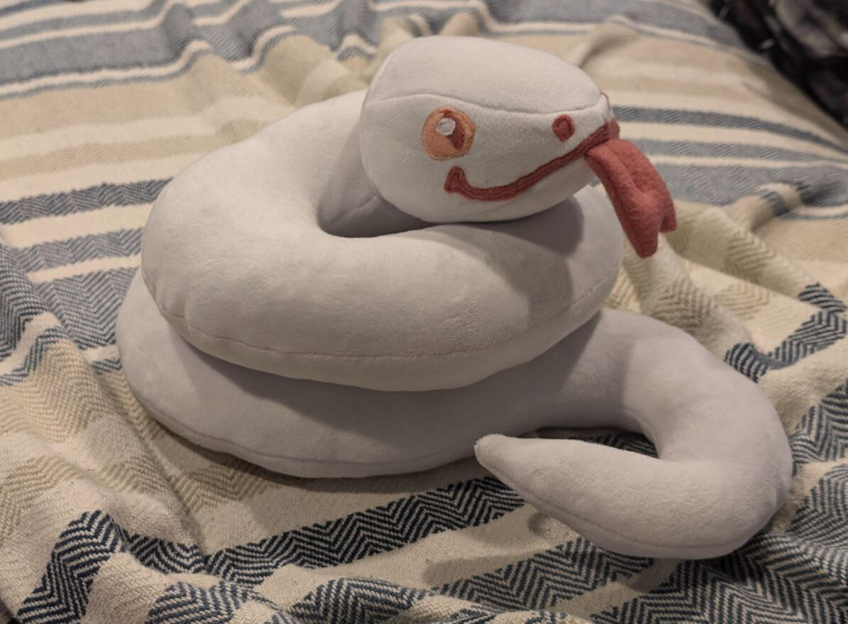 Albino snake plush